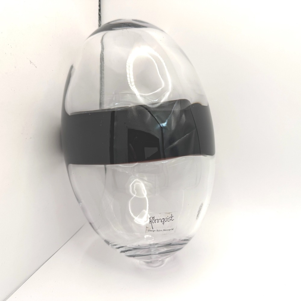 Bjorn Ronnquist Swedish Hand Blown Art‎ Glass Egg 9" Purple Stripe Label - Picture 7 of 12
